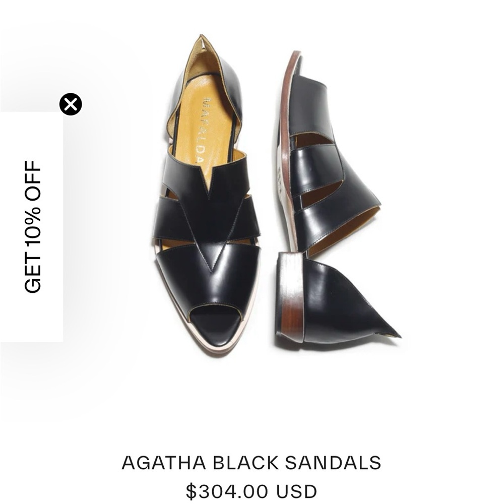 Mafalda Hand Made Black Agatha Sandals 40